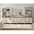 thumbnail image 6 of WAMPAT Farmhouse Entertainment Center with Bookshelves with Glass Doors & Drawer,Wall Unit TV Stand for TVs up to 75", Media Console Table for Living Room, Bedroom & Home Theater, Rustic White, 6 of 8