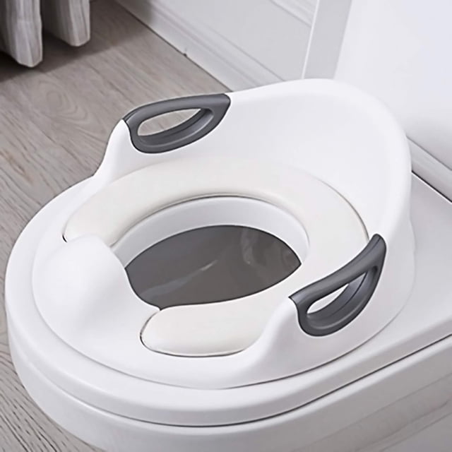 Asiento de inodoro de diseño ergonómico para el entrenamiento para ir al baño, asiento de inodoro para niños con reposabrazos y respaldo, reductor de inodoro para niños y niñas con protector contra