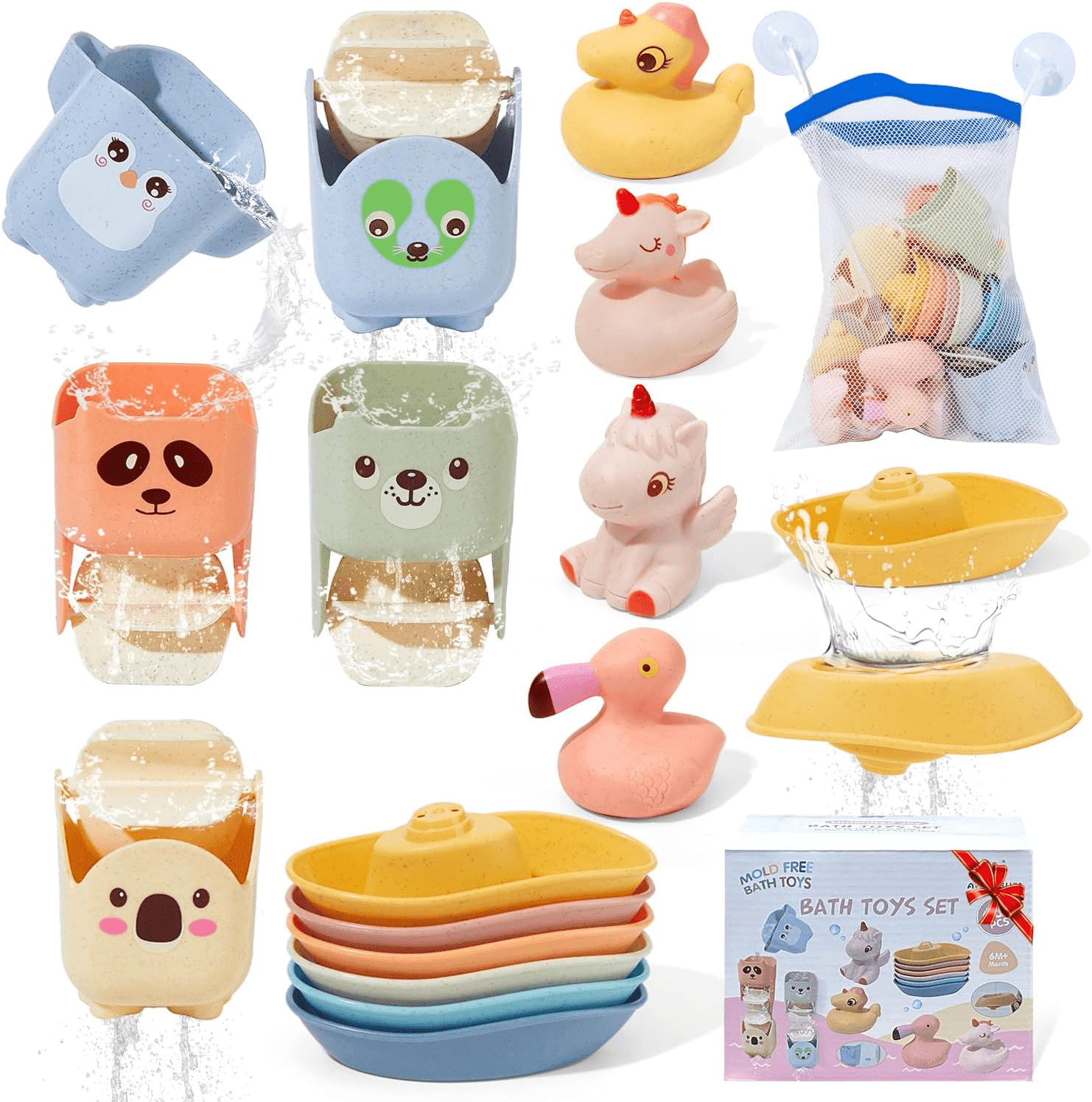 Hopscotch Lane Stack-n-Squirt Blocks - 6 Pack Soft Plastic Bath