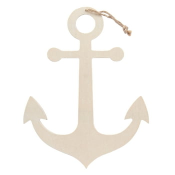 On The Surface Brown Wooden Anchor Shape, Wood Anchor Cutout Dcor