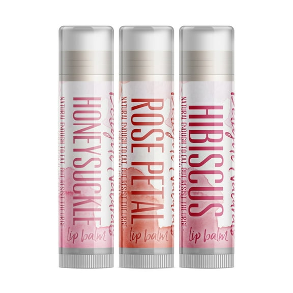 Delight Naturals Sweet Bouquet Lip Balm Set - Honeysuckle, Rose Petal, Hibiscus