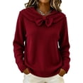 thumbnail image 2 of Sweater for Women Bow Neck Sweater Long Sleeve Loose Fit Casual Pullover Top, 2 of 6
