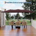 thumbnail image 3 of 15ft Large Patio Umbrella with Base & Solar Lights-Rectangular Patio Umbrella with Crank Handle, UV Protection for Outdoor Market, 3 of 6