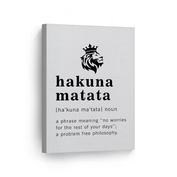 Smile Art Design Funny Noun Dictionary Definition of Hakuna Matata Canvas Print Inspirational Quote Sign Office Living Room Bedroom Bathroom Wall Decor Wall Art Home Decor Made in USA 40x30