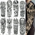 thumbnail image 1 of 8 hojas grandes de brazo completo dragón flor animal manga tatuajes temporales para hombres y mujeres, estilos aleatorios adolescentes antebrazo hombro 3D temperatura impermeable tatuaje falso pegatin, 1 of 5