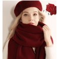 thumbnail image 3 of Bufanda tipo oveja para mujer en otoño e invierno, bufanda lisa de terciopelo suave (rojo vino), 3 of 4