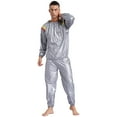 thumbnail image 4 of Alvivi Men's 2Pcs Sauna Suit Sweat Compression Jacket Top with Pants for Fitness Workout Sports Type A Silver S, 4 of 7