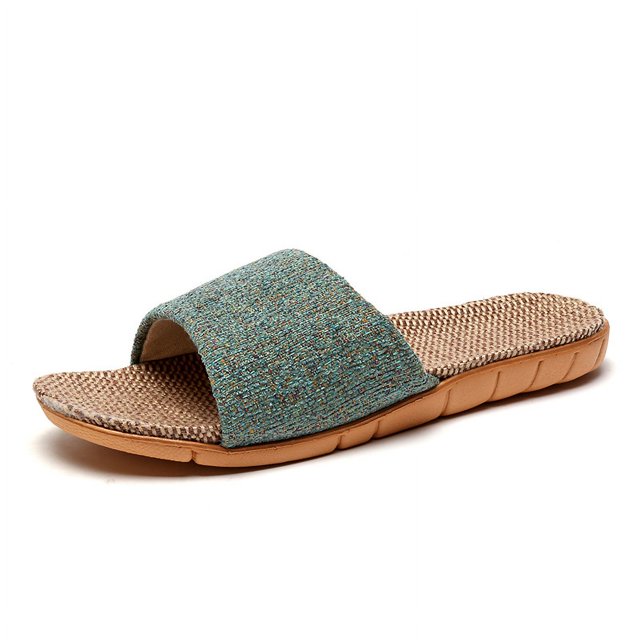 Zapatillas de lino para mujer, para el hogar, para interiores, antideslizantes, para amantes de las cuatro estaciones, sandalias resistentes al desgaste