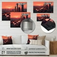 thumbnail image 4 of Designart "Captivating City Architecture in Orange and Pink" City Architecture Metal Art Living Room, 4 of 5