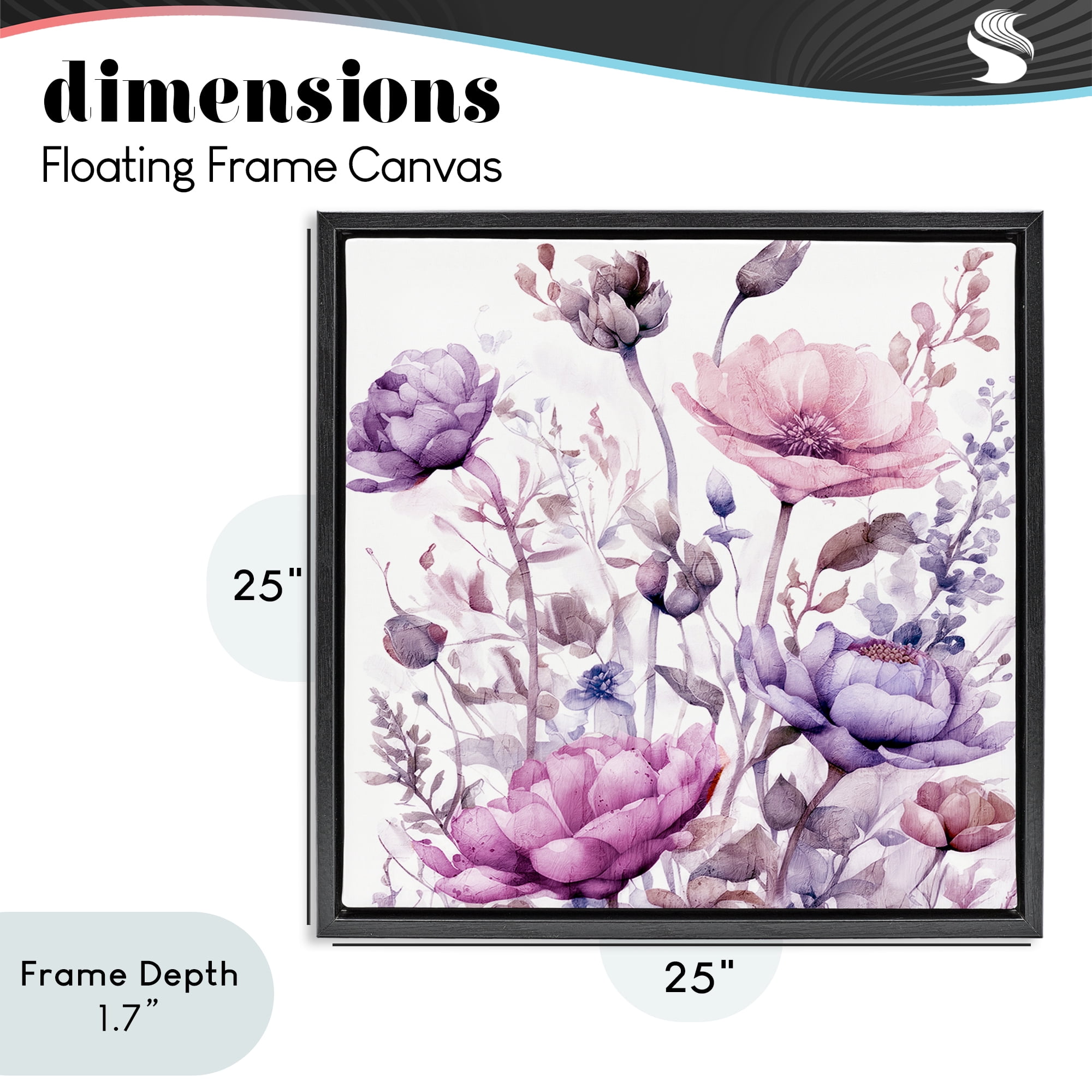 Stupell Industries Purple & Pink Florals Black Framed Floater Canvas Wall Art, design by Kim Lewis
