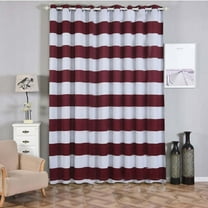 Efavormart 2 Panels White/Burgundy Cabana Stripe Thermal Insulated Blackout Curtains With Chrome Grommet Window Treatment  52"x108"