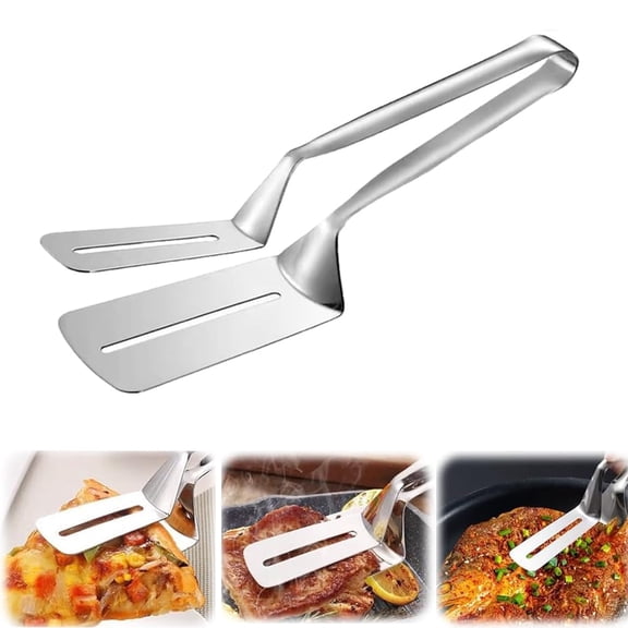 Steel Grill Clamp,Stainless Steel Double-Sided Shovel Clip, 304 Kitchens Tongs Food Flip Clip, Multipurpose Grill Clamp for Outdoor Grilling and Kitchen Cooking
