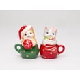 thumbnail image 2 of Ceramic Kittens in Teacups Christmas Theme Salt and Pepper Shakers, Christmas Decor, Cat Lover Gift, 2 of 3