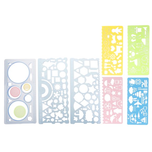 7Pcs Geometric Drawings Templates,Drafting Stencils Measuring Tools,Plastic Clear Ruler Shapes for Architecture,Office