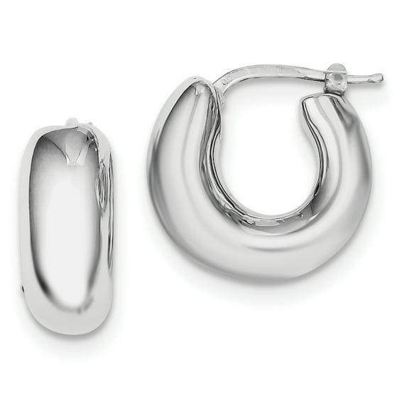 Primal Silver Sterling Silver Rhodium Plated Hollow Hoop Earrings