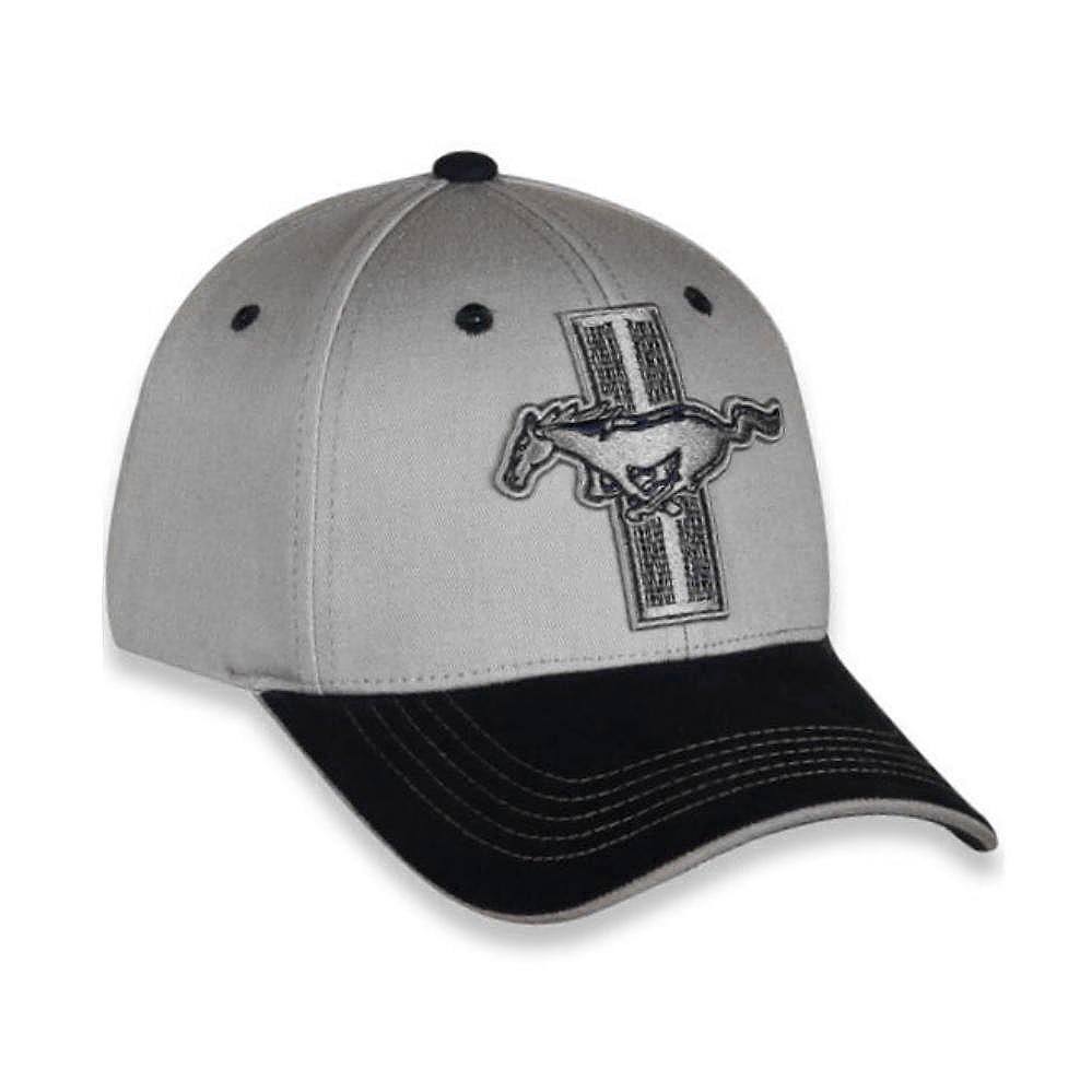 Ford Mustang Tri-Bar Embroidered Hat, Gray & Navy, 100% Cotton