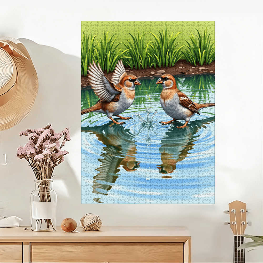 1000 pieces of vertical paper jigsaw puzzle - lively sparrows, size 29.5 * 20 inches.