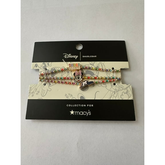 Disney Baublebar for Macy's Minnie Cheer Squad Beaded Bracelet 3pc New with Card