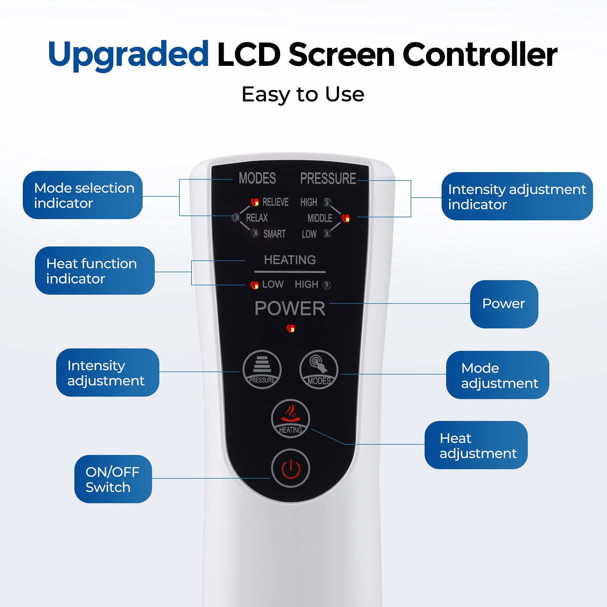 Leg Massager with Air Compression & Heat for Foot Calf Thigh, Upgrade Full Leg Wraps for Circulation, with 3 Modes 3 Intensities 2 Heat Levels for Muscle Fatigue, Compression Boots Machine