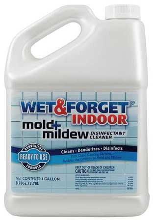 Wet & Forget Indoor Mold and Mildew All Purpose Cleaner- Deodorizes, Disinfects, Kills 99.9% of Bacteria and Viruses, 1 Gallon Refill