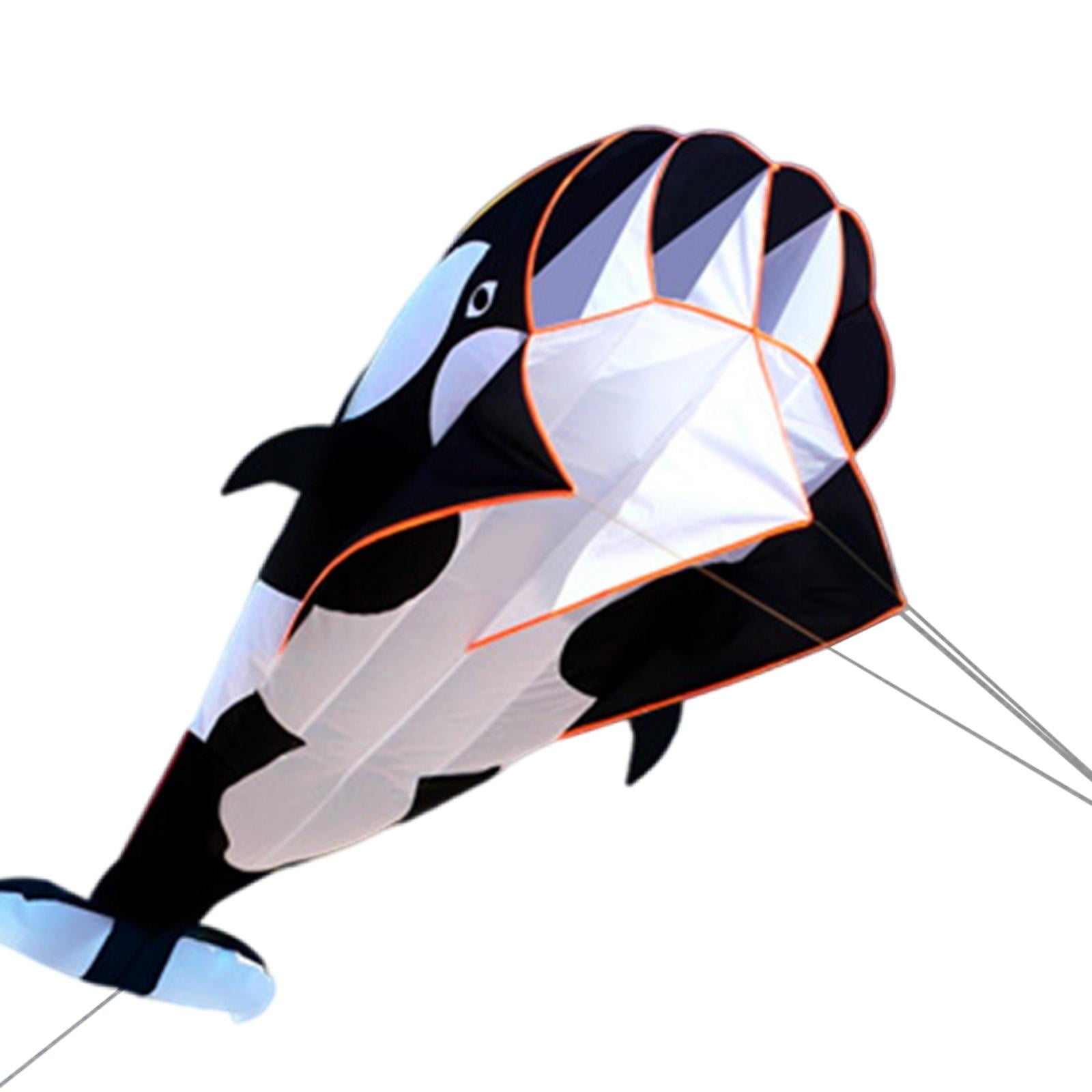LeeQinersw Frameless Killer Whale Kite Parafoil Flying Kites for Garden Outdoor Flight Toys Black and white