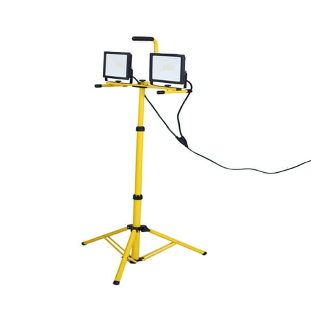 

10 000 Lumen LED Work Light Dual head Telescoping Adjustable Tripod Stand Rotating Lamps