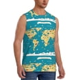 thumbnail image 2 of Haiem Men's World Map With Landmarks Print Tank Tops Summer Sleeveless Cut Off Workout T-Shirts Fitness Vest Athletic Undershirts-XX-Large, 2 of 8