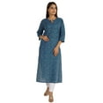 thumbnail image 4 of Moomaya Printed Womens Long Kurti 3/4 Sleeve Cotton Summer Ethnic Tunic Kurta, 4 of 6