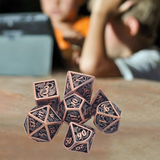 Juego de Dados poliédricos de 7 piezas Baoblaze D4-D20 Cobre