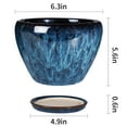 thumbnail image 3 of 6 inch Ceramic Planter - Modern Flower Pot with Drainage Hole Saucer,Round Pots for Indoor Herbs,Succulents Home Decor Accent Blue Reactive Glaze, 3 of 7