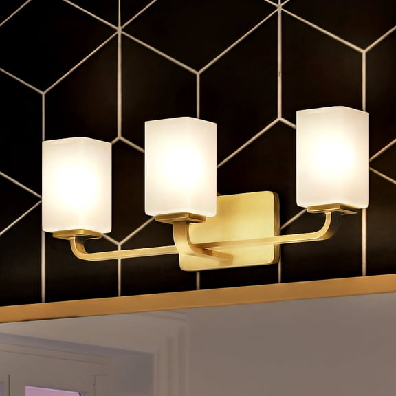 Luxury Contemporary Bath Light, 8.5H x 23.5W, with Modern Farmhouse Style, Satin Gold, UHP4326 by Urban Ambiance