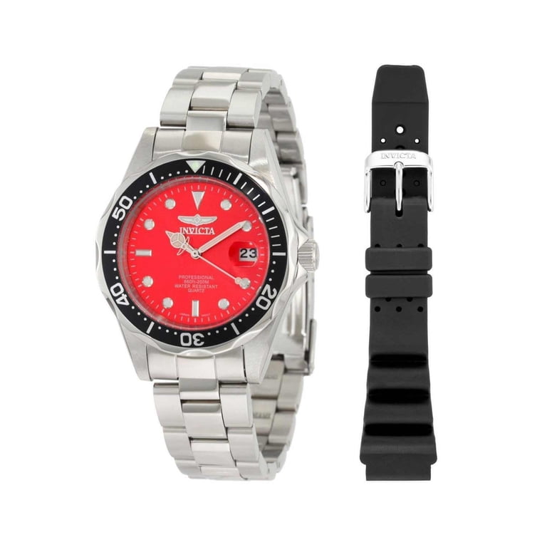 Invicta Pro Diver Quartz Red Dial Stainless Steel Men display picture 1