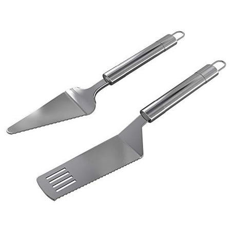 

Stainless Steel Pie Server Set - Serrated Spatula and Cake Server with Elegant Ergonomic Handles for Cutting and Serving Desserts Brownies Lasagna