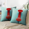 thumbnail image 3 of LALILO Throw Pillow Covers Retro Red Telephone Turquoise Red Cushion Cover 18" x 18", 2 Pack, 3 of 6