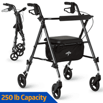 Medline Rolling Walker, Rollator with Seat and 6-In Wheels, Lightweight, Smoky Blue, 250-lb Capacity, Aluminum