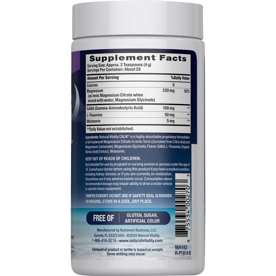Nature's Vitality CALM Sleep Wildberry Magnesium Citrate Drink Mix 4 Oz