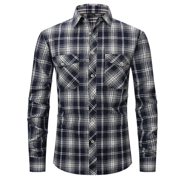 WXLWZYWL Items Free Shipping Men Shirts Christmas Flannel Shirt for Men Plaid Shirt Casual Long Sleeve Button Down Shirt Regular Fit