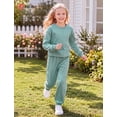 thumbnail image 3 of PatPat Kids Clothing 2 Piece Outfit Set Long Sleeve Top Pants Floral Side Print Green 7-8Y, 3 of 13