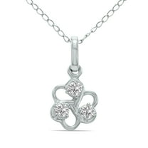 SZUL Women's 1/7 CTW Three Stone Flower Lab Grown Diamond Pendant in 10K White Gold (F-G Color, VS1- VS2 Clarity)