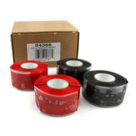 Four 10' Rolls Self-Fusing Tape - Two Black & Two Red, Deka 04366, USA MADE