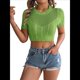 thumbnail image 3 of Cárdigan de Punto de Corta con Trenzas Huecas, Top Corto Festivo con Ombligo Verde L, 3 of 10