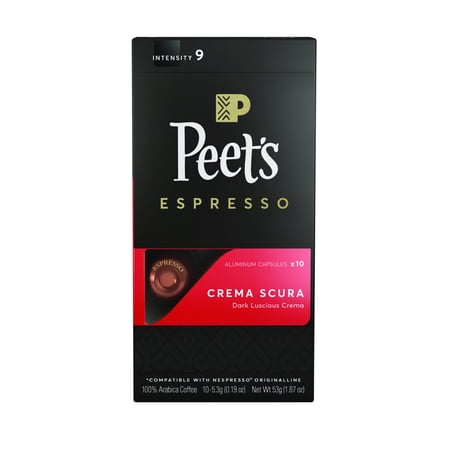 Peet's Coffee Crema Scura Nespresso OriginalLine Compatible Espresso Capsules, Intensity 9, 10