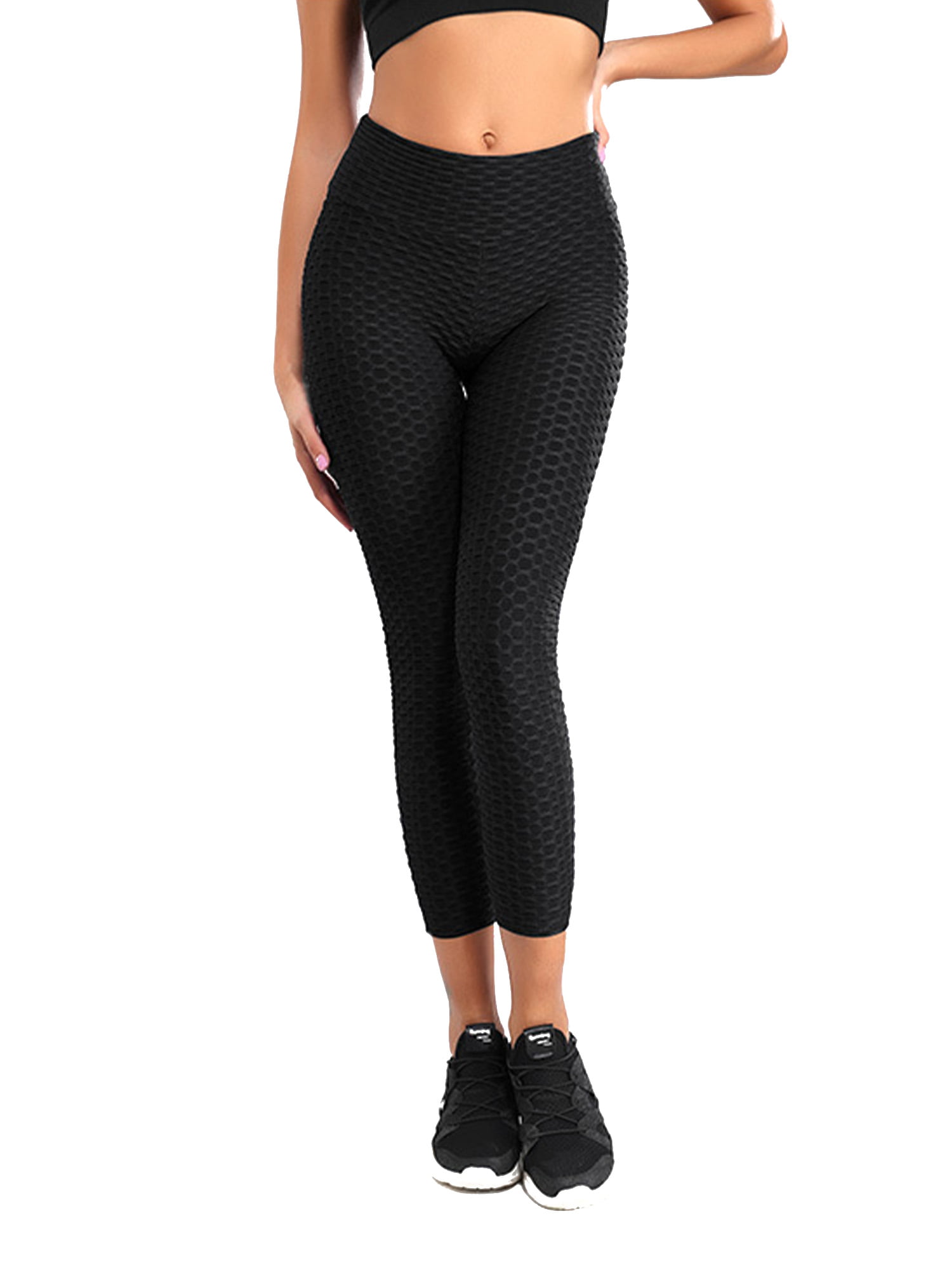 Women Anti-Cellulite Yoga Pants High Waist Leggings Push Up Ruched Trousers Gym 