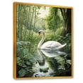 thumbnail image 2 of Designart "Lakeside Swan Haven I" Animals Swans Floater Framed Canvas Wall Art, 2 of 5