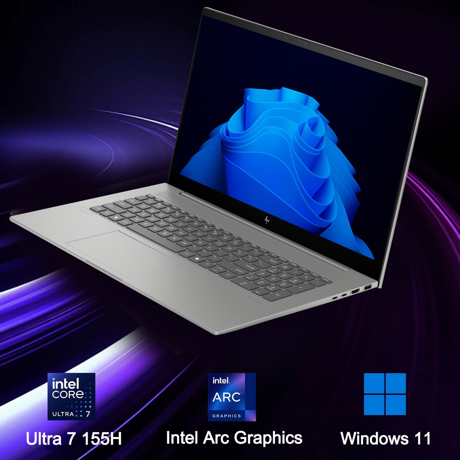 HP Envy Daily Business Laptop, 17.3" FHD Touchscreen, Intel Core Ultra 7 155H, 16GB DDR5 RAM, 1TB SSD, HDMI, Backlit Keyboard, Wi-Fi 7, Windows 11 Pro, Grey