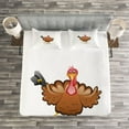 thumbnail image 3 of Ambesonne Turkey Quilted Bedspread Set 3 Pcs, Cartoon Fun Character, Queen Size, Multicolor, 3 of 3