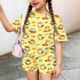 thumbnail image 2 of Girls Summer Clothes Size 8 Cute Preppy Cartoon Animal Print Two Piece Outfits Lounge Set Athletic Short Sleeve Tee Top and High Waist Shorts Clothing Sets Yellow 2-3 Years, 2 of 7