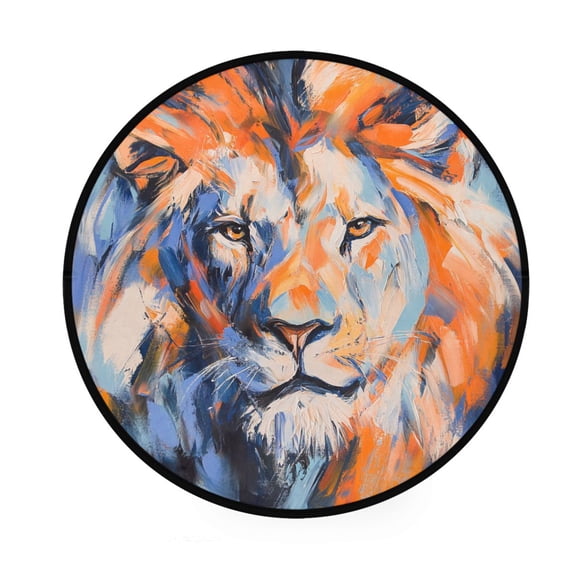 BZSMCE Round Decorative Floor Mat Majestic Mane Pattern 36.2IN