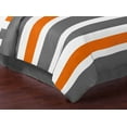 thumbnail image 4 of Gray, Orange and White Childrens, Teen 3 Piece Full/Queen Boys Stripe Bedding Set Collection, 4 of 4
