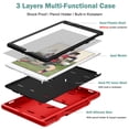 thumbnail image 4 of Dteck Heavy Duty Case For iPad 10.2" 7th Generation with Pencil Holder, Armor Defender Rugged Shockproof Kickstand Protective Hybrid Kids Child Proof Cover With PET Screen Protector, Red/Black, 4 of 11